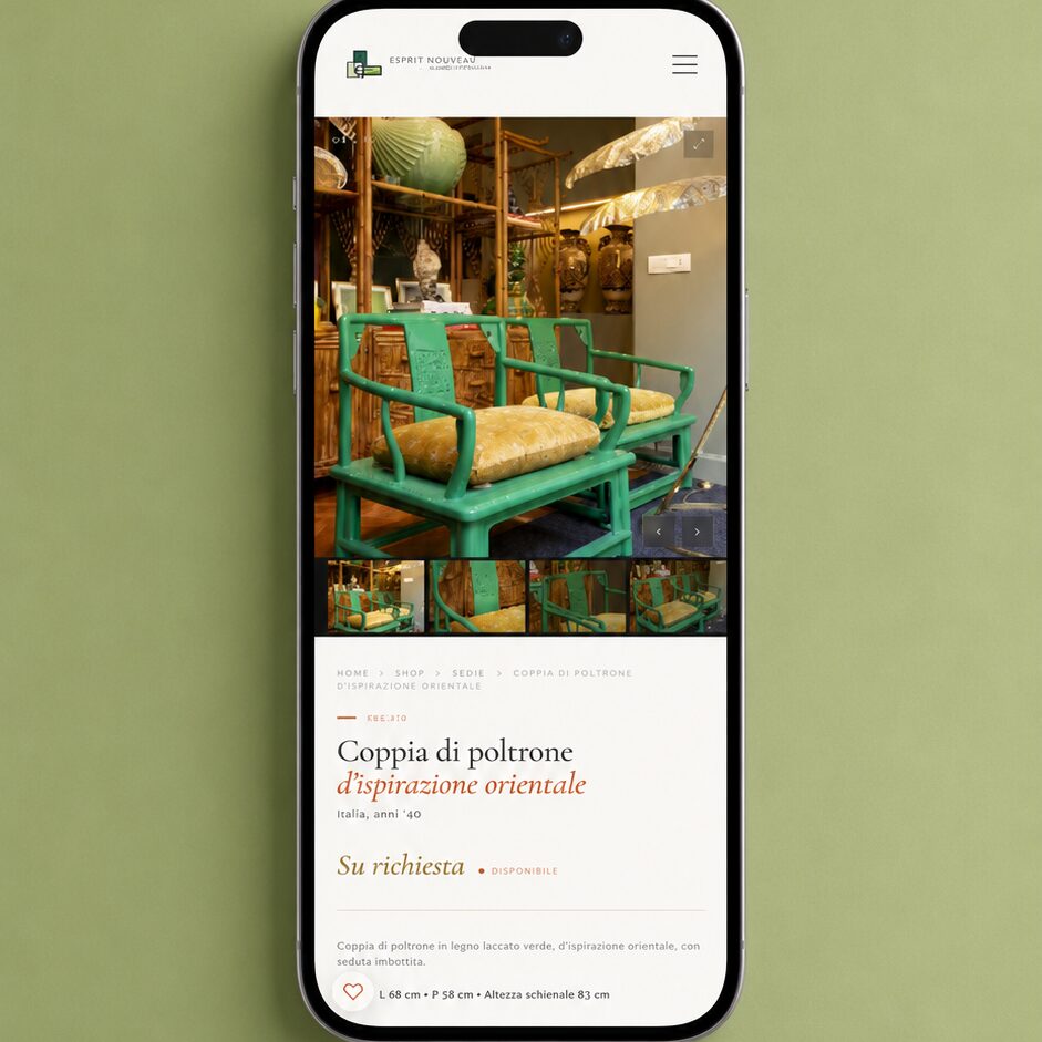 Esprit Nouveau &ndash; scheda prodotto del sito su mobile